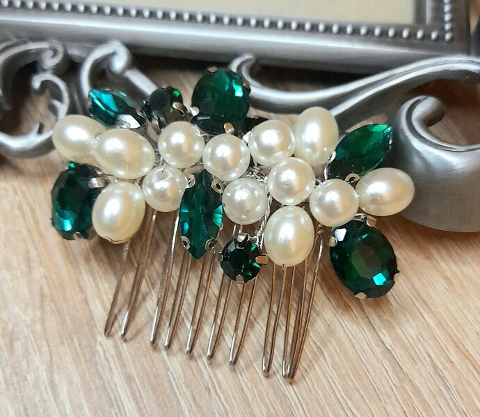 Matiem pērles ar zaļiem akmentiņiem #1/79