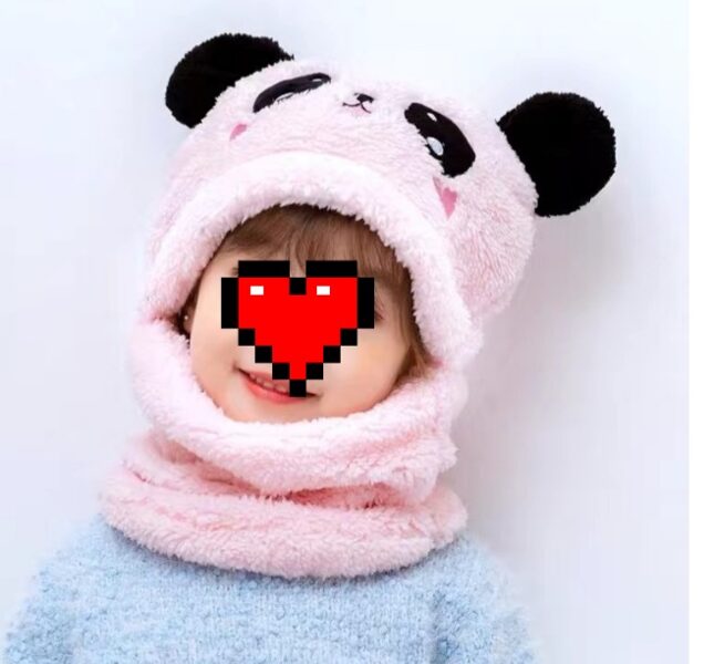 Cepure ar šalli- Rozā panda #28 